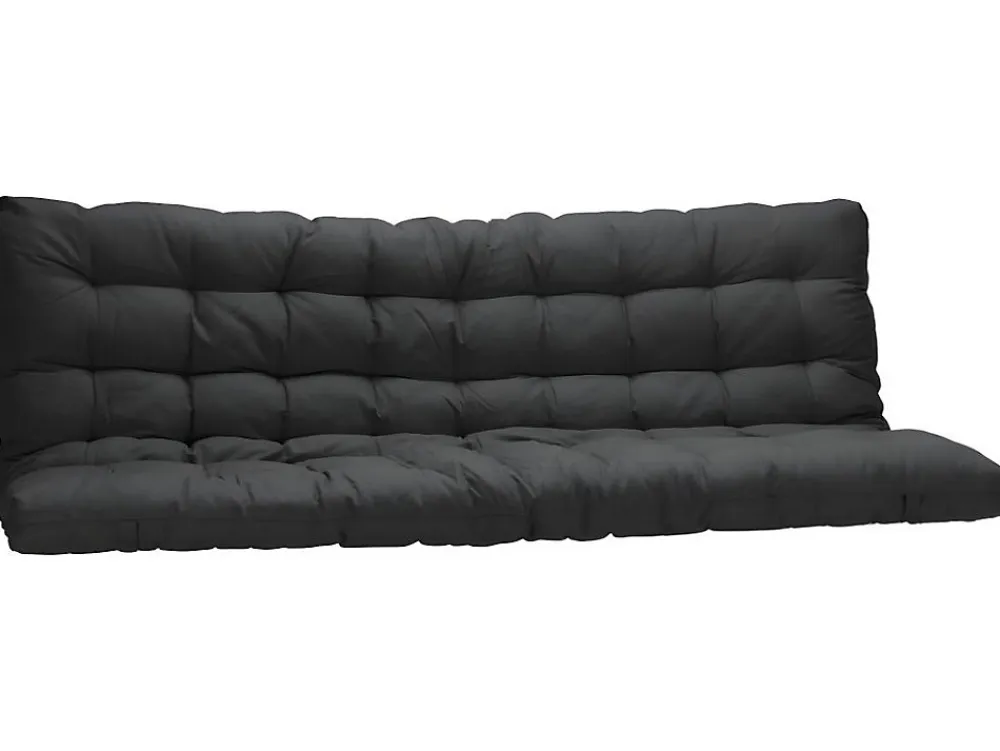 Lit mezzanine 90 x 190 cm - Avec banquette convertible - Métal - Argent + Futon noir - MODULO V>Vente-unique Outlet
