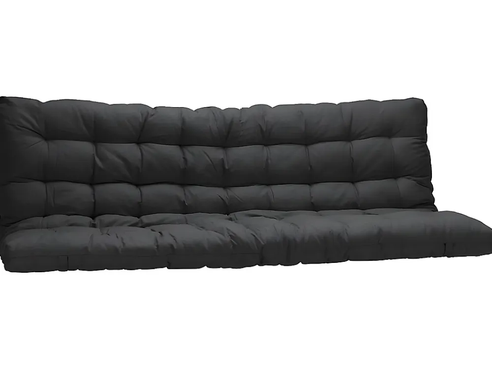 Vente-unique Lit mezzanine 90 x 190 cm - Avec banquette convertible - Métal - Argent + Futon + Matelas - MODULO V* Lit Mezzanine