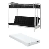 Lit mezzanine 90 x 190 cm - Avec banquette convertible - Métal - Blanc + Futon + Matelas - MODULO V>Vente-unique Best