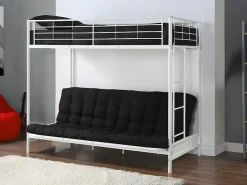 Lit mezzanine 90 x 190 cm - Avec banquette convertible - Métal - Blanc + Futon + Matelas - MODULO V><noscript><img width=