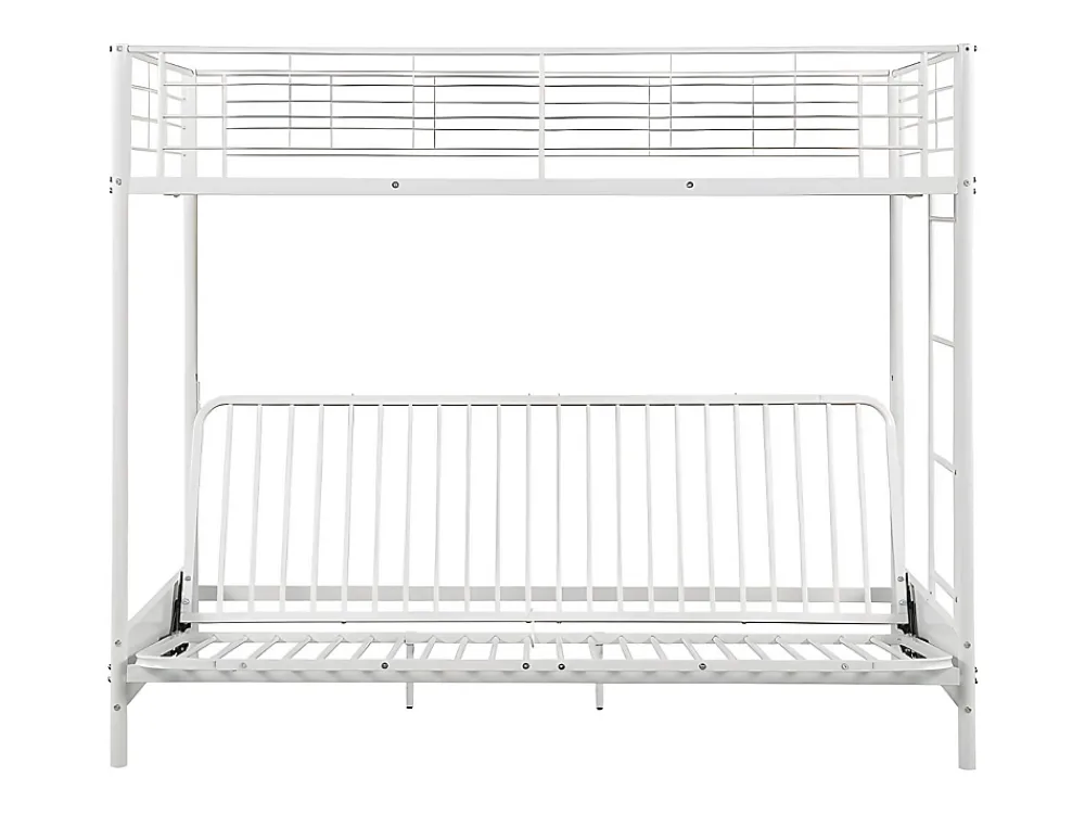 Vente-unique Lit mezzanine 90 x 190 cm - Avec banquette convertible - Métal - Blanc - MODULO V* Lit Mezzanine