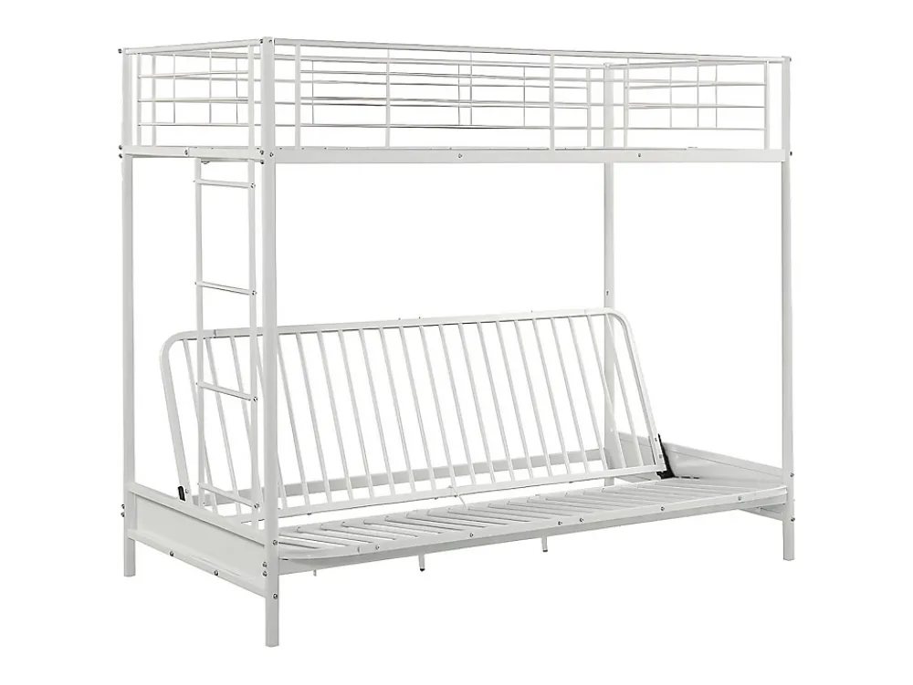 Vente-unique Lit mezzanine 90 x 190 cm - Avec banquette convertible - Métal - Blanc - MODULO V* Lit Mezzanine