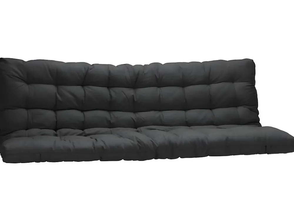 Vente-unique Lit mezzanine 90 x 190 cm - Avec banquette convertible - Métal - Blanc + Futon noir - MODULO V* Lit Mezzanine