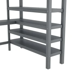Okwish Lit Mezzanine 140 x 200 cm - Lit enfant avec Bureau et Rangements - Pin + MDF - Sans Matelas - Gris* Lit Mezzanine