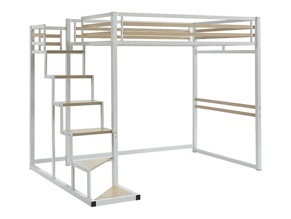Lit mezzanine 140 x 200 cm - Métal et MDF - Blanc - JOGUI>Vente-unique Online
