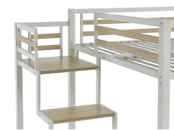 Lit mezzanine 140 x 200 cm - Métal et MDF - Blanc + Matelas - JOGUI><noscript><img width=