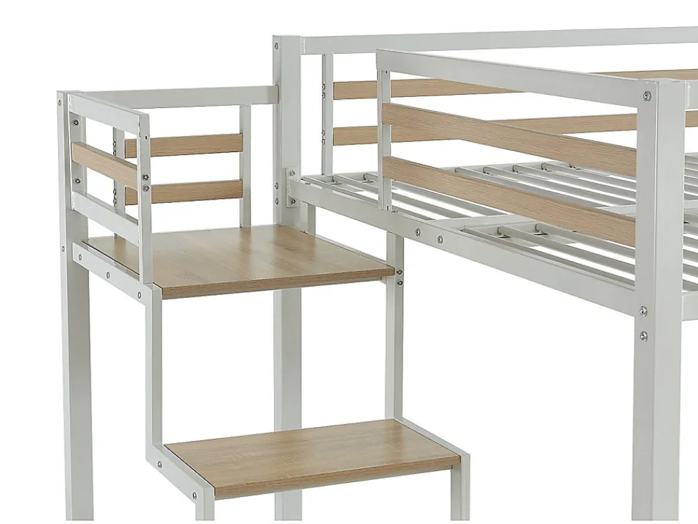 Lit mezzanine 140 x 200 cm - Métal et MDF - Blanc + Matelas - JOGUI>Vente-unique Sale