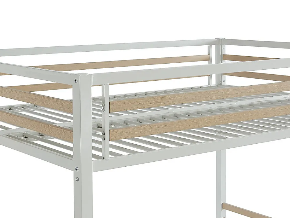 Lit mezzanine 140 x 200 cm - Métal et MDF - Blanc + Matelas - JOGUI>Vente-unique Sale