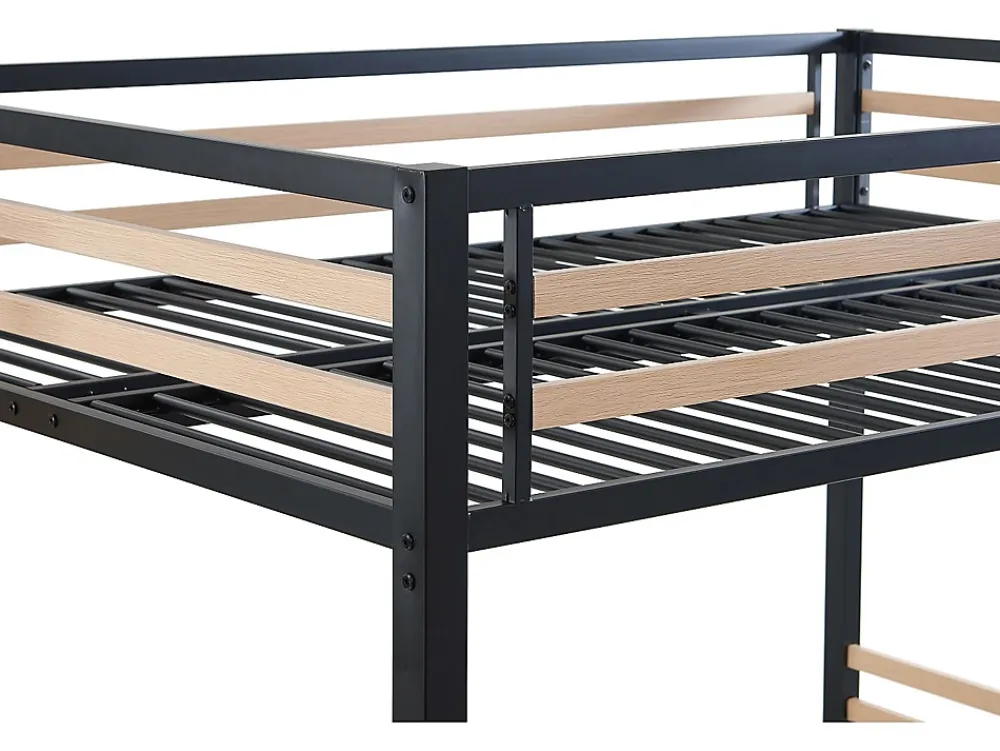 Vente-unique Lit mezzanine 140 x 200 cm - Métal et MDF - Noir et naturel - JOGUI* Lit Mezzanine