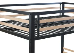 Lit mezzanine 140 x 200 cm - Métal et MDF - Noir et naturel + Matelas - JOGUI><noscript><img width=