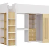 Lit mezzanine 90 x 190 cm avec bureau et penderie - Coloris : Blanc et naturel - LORINTI>Vente-unique Sale