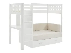 Lit mezzanine 90 X 190 cm avec sofa convertible - Pin et MDF - Blanc - ORPELIA><noscript><img width=