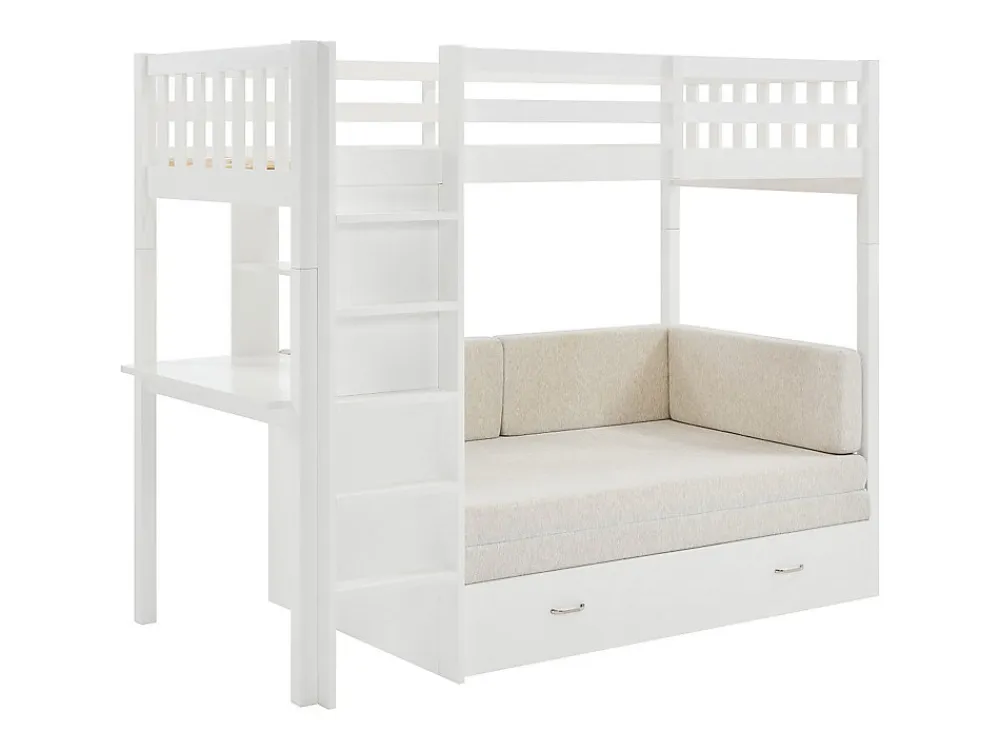 Lit mezzanine 90 X 190 cm avec sofa convertible - Pin et MDF - Blanc - ORPELIA>Vente-unique Hot