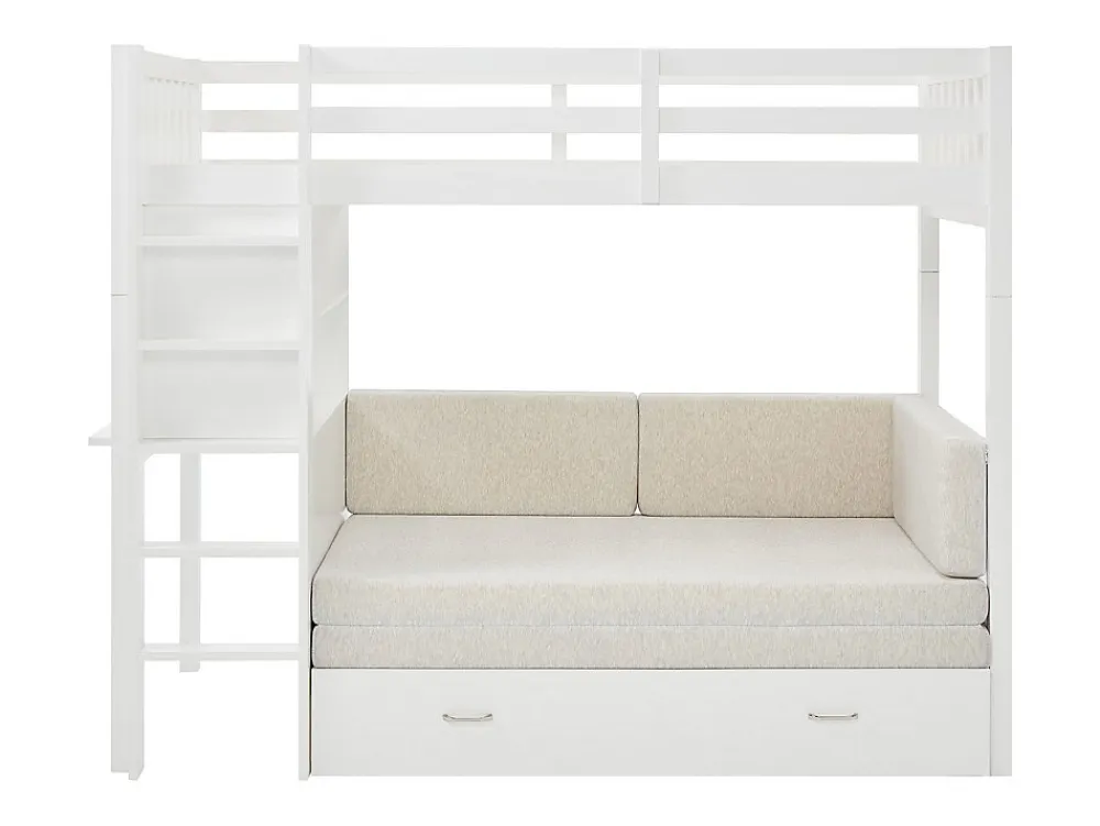 Lit mezzanine 90 X 190 cm avec sofa convertible - Pin et MDF - Blanc - ORPELIA>Vente-unique Hot