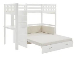 Lit mezzanine 90 X 190 cm avec sofa convertible - Pin et MDF - Blanc - ORPELIA><noscript><img width=