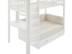 Lit mezzanine 90 X 190 cm avec sofa convertible - Pin et MDF - Blanc - ORPELIA><noscript><img width=