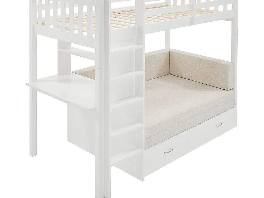 Lit mezzanine 90 X 190 cm avec sofa convertible - Pin et MDF - Blanc - ORPELIA>Vente-unique Hot