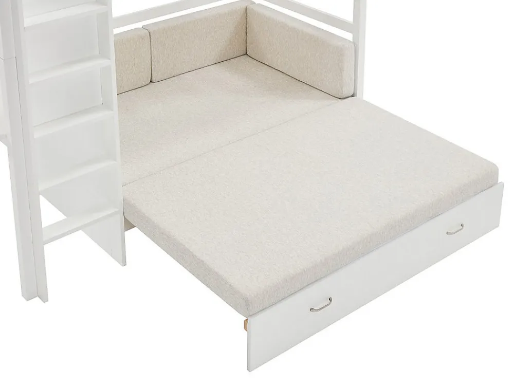 Lit mezzanine 90 X 190 cm avec sofa convertible - Pin et MDF - Blanc - ORPELIA>Vente-unique Hot