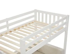 Lit mezzanine 90 X 190 cm avec sofa convertible - Pin et MDF - Blanc - ORPELIA><noscript><img width=