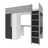 Lit mezzanine 90 x 200 cm avec armoire et bureau - Anthracite et blanc - NICOLAS II>Vente-unique Discount