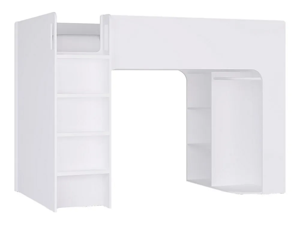 Lit mezzanine 90 x 190 cm avec rangements - Blanc - COLUMI>Vente-unique Outlet