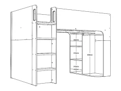 Lit mezzanine 90 x 190 cm avec rangements - Blanc - COLUMI><noscript><img width=