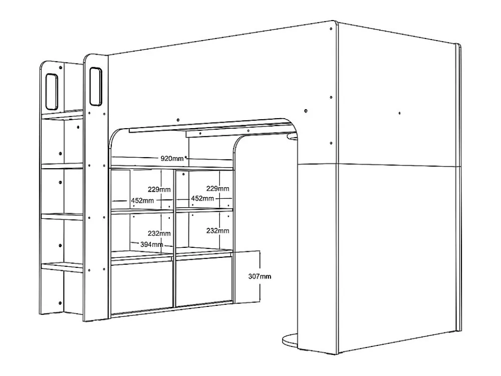 Lit mezzanine 90 x 190 cm avec rangements - Blanc - COLUMI>Vente-unique Outlet