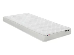Lit mezzanine 90 x 200 cm avec armoire et bureau - Naturel grisé et blanc + Matelas - NICOLAS><noscript><img width=