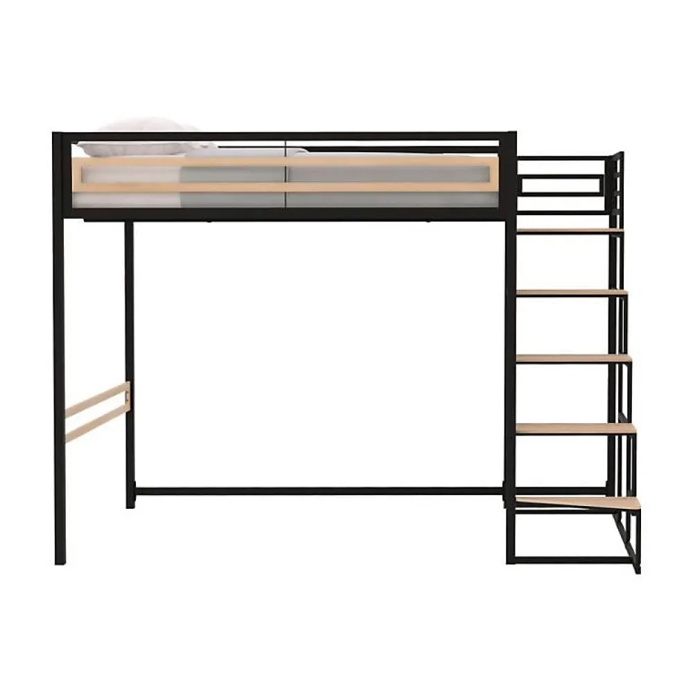 Lit mezzanine - 140x190 cm - Métal - Noir - Sommier inclus - LEON>Generic New