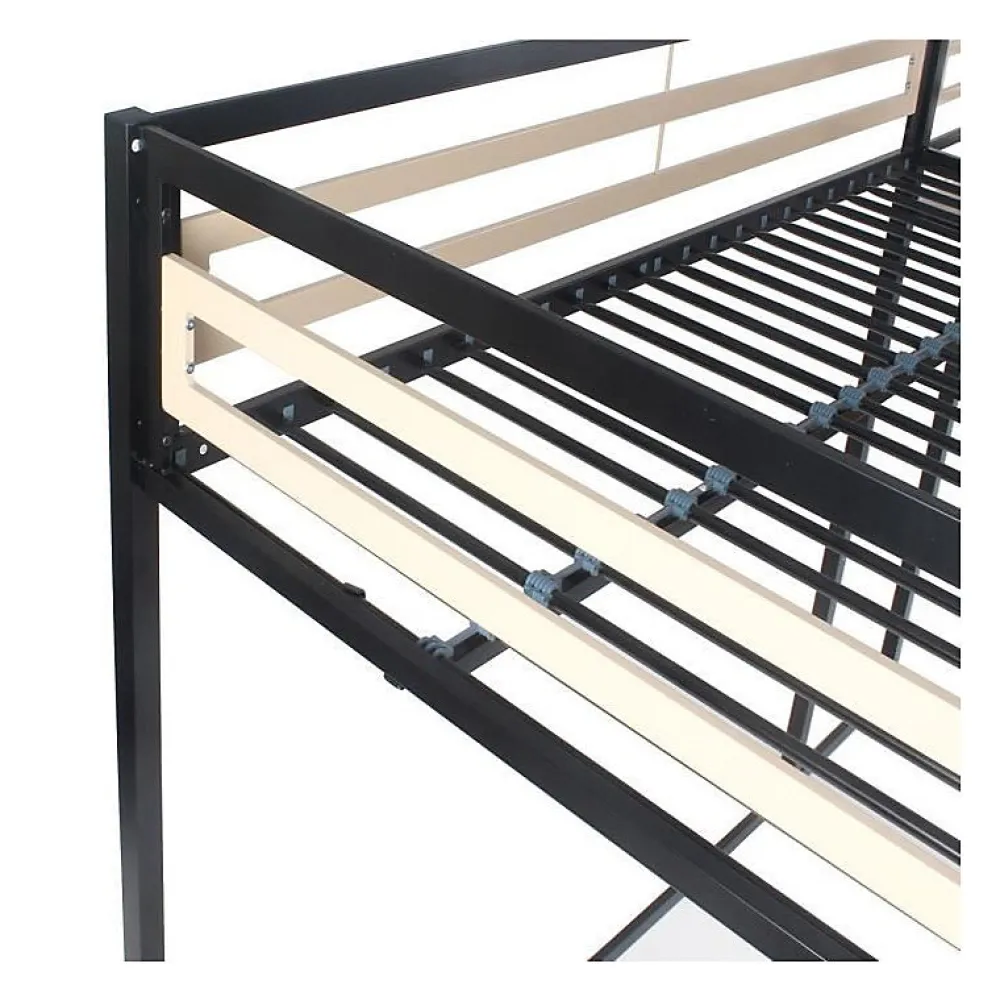 Lit mezzanine - 140x190 cm - Métal - Noir - Sommier inclus - LEON>Generic New