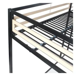 Lit mezzanine - 140x190 cm - Métal - Noir - Sommier inclus - LEON><noscript><img width=