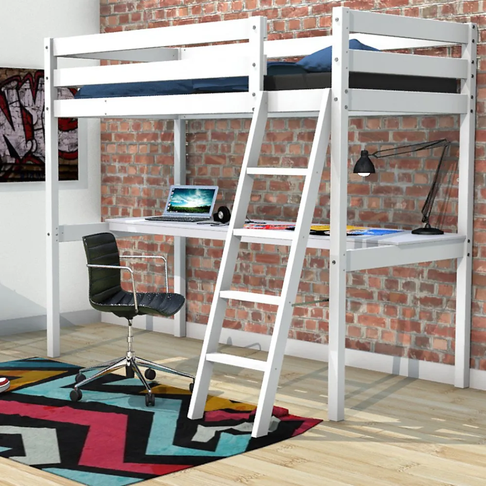 Lit mezzanine ASPEN 90x190 + 1 sommier + bureau / Blanc>Weber Industries Best