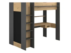 Lit mezzanine avec bureau et armoire - 90 x 200 cm - Coloris : Chêne et anthracite + matelas - AUCKLAND><noscript><img width=