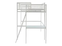 Vente-unique Lit mezzanine CASUAL II - 140 x 190 cm - plateforme bureau - Blanc* Lit Mezzanine