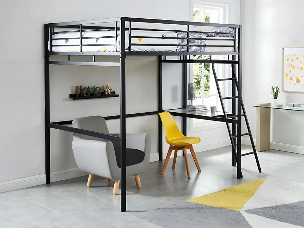 Lit mezzanine CASUAL II - 140 x 190 cm - plateforme bureau - Anthracite>Vente-unique Outlet