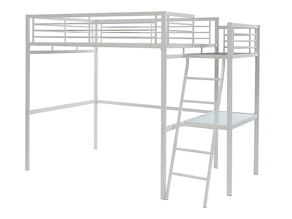 Vente-unique Lit mezzanine CASUAL II - 140 x 190 cm - plateforme bureau - Blanc + matelas* Lit Mezzanine