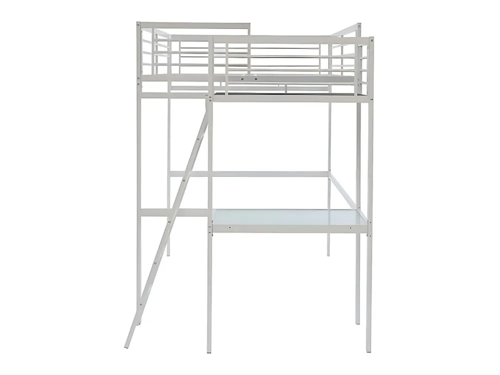 Vente-unique Lit mezzanine CASUAL II - 140 x 190 cm - plateforme bureau - Blanc + matelas* Lit Mezzanine
