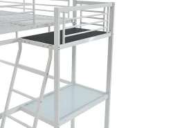 Vente-unique Lit mezzanine CASUAL II - 140 x 190 cm - plateforme bureau - Blanc + matelas* Lit Mezzanine