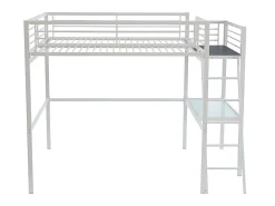 Vente-unique Lit mezzanine CASUAL II - 140 x 190 cm - plateforme bureau - Blanc + matelas* Lit Mezzanine