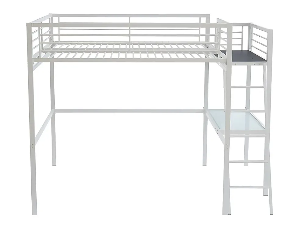 Vente-unique Lit mezzanine CASUAL II - 140 x 190 cm - plateforme bureau - Blanc + matelas* Lit Mezzanine