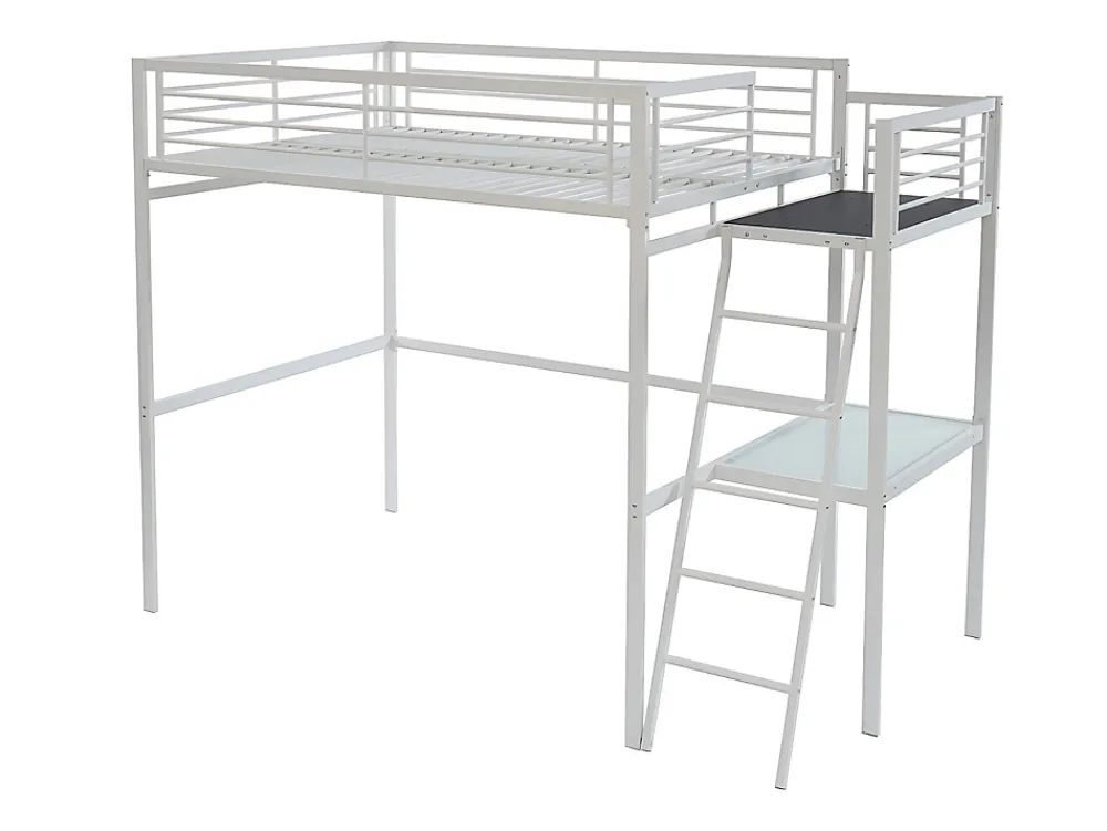 Vente-unique Lit mezzanine CASUAL II - 140 x 190 cm - plateforme bureau - Blanc + matelas* Lit Mezzanine