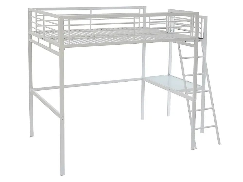 Vente-unique Lit mezzanine CASUAL II - 140 x 190 cm - plateforme bureau - Blanc + matelas* Lit Mezzanine