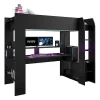 Lit mezzanine combine enfant LED Gamer ONLINE - 90 x 200 cm - Noir mat - Sommier inclus ->Parisot Clearance