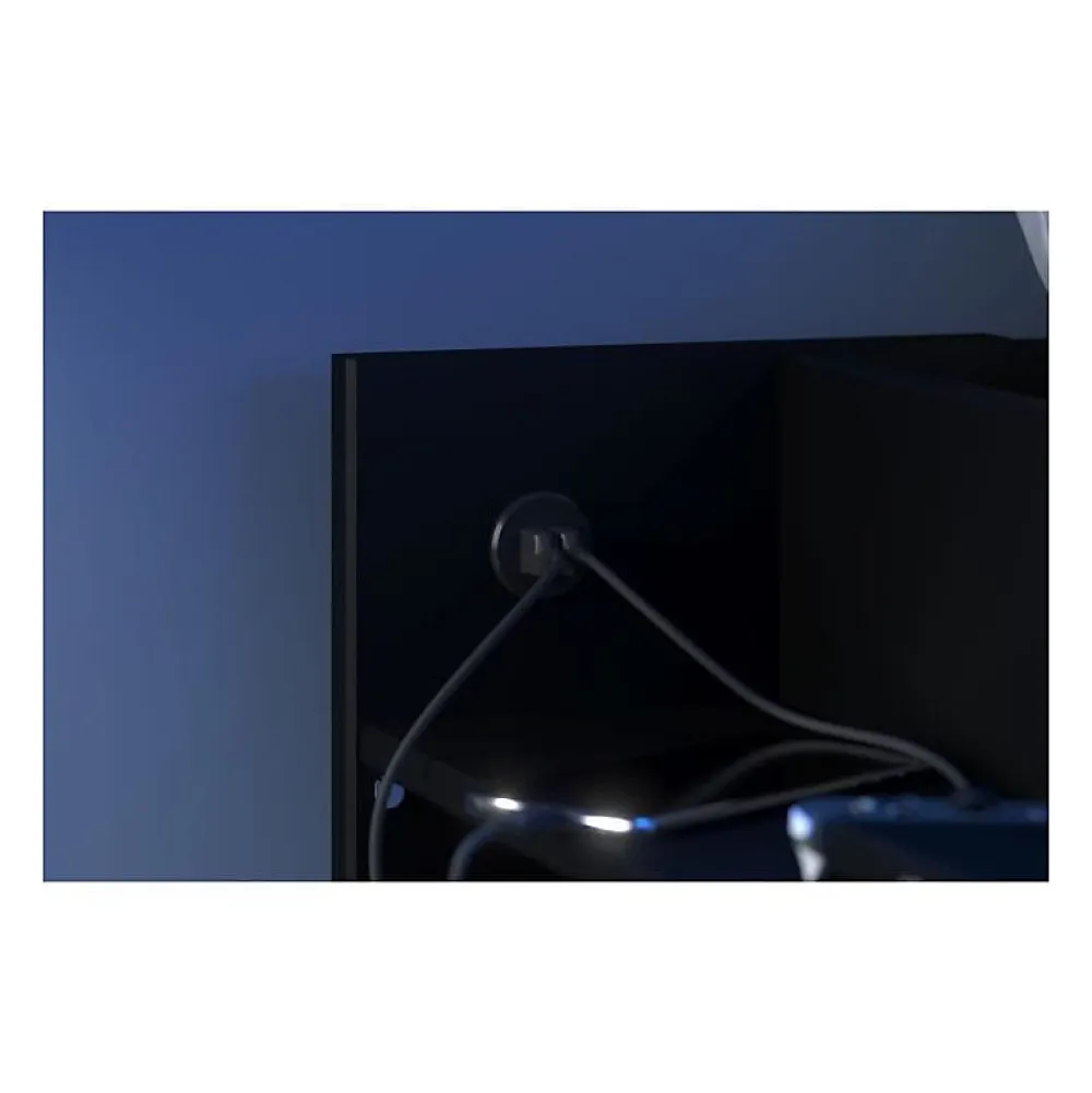 Lit mezzanine combine enfant LED Gamer ONLINE - 90 x 200 cm - Noir mat - Sommier inclus ->Parisot Clearance