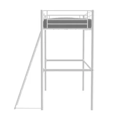 Lit mezzanine ELIOT 90 x 190 cm - Métal - Sommier inclus - Blanc><noscript><img width=