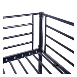 Lit mezzanine en metal - Noir - Sommier inclus - 140 x 200 cm - ELIOT><noscript><img width=