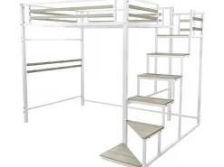 Lit mezzanine en métal avec escalier "LENA" 140 x 190 cm Blanc>Habitat Et Jardin New