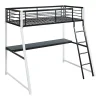 Vente-unique Lit mezzanine MALICIA - 90 x 190 cm - bureau intégré - Noir et blanc* Lit Mezzanine