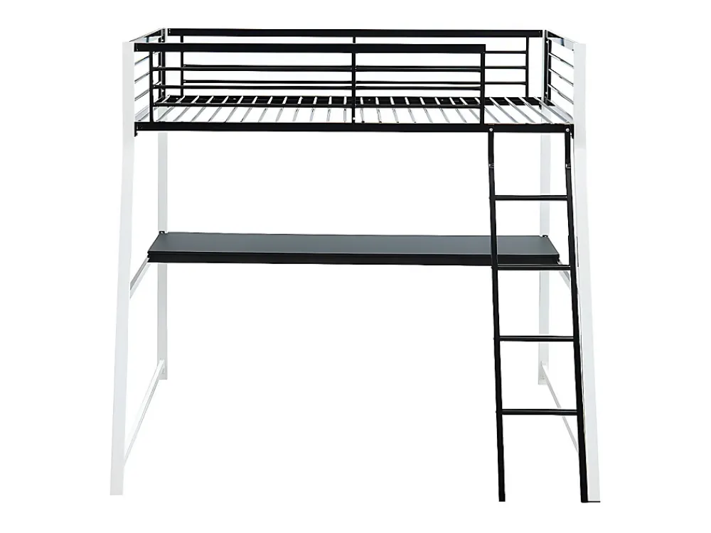 Vente-unique Lit mezzanine MALICIA - 90 x 190 cm - bureau intégré - Noir et blanc* Lit Mezzanine