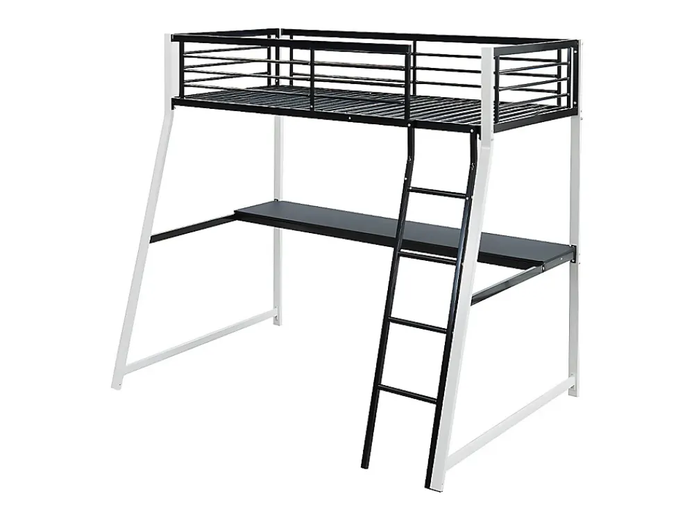 Vente-unique Lit mezzanine MALICIA - 90 x 190 cm - bureau intégré - Noir et blanc* Lit Mezzanine